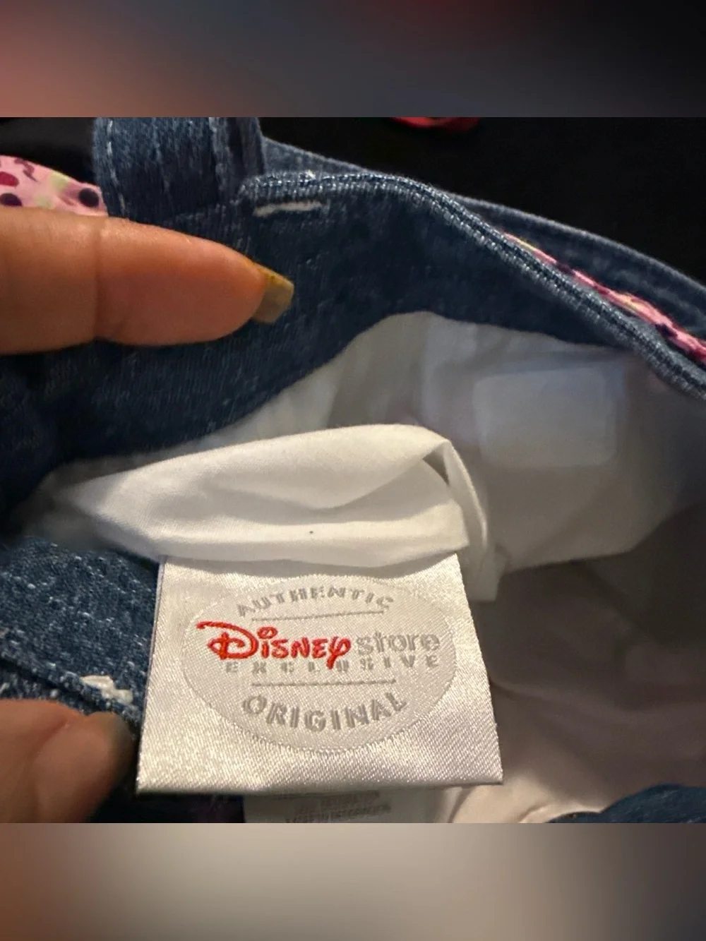 Disney Denim Tote with Pink Polka Trim and Character Patch